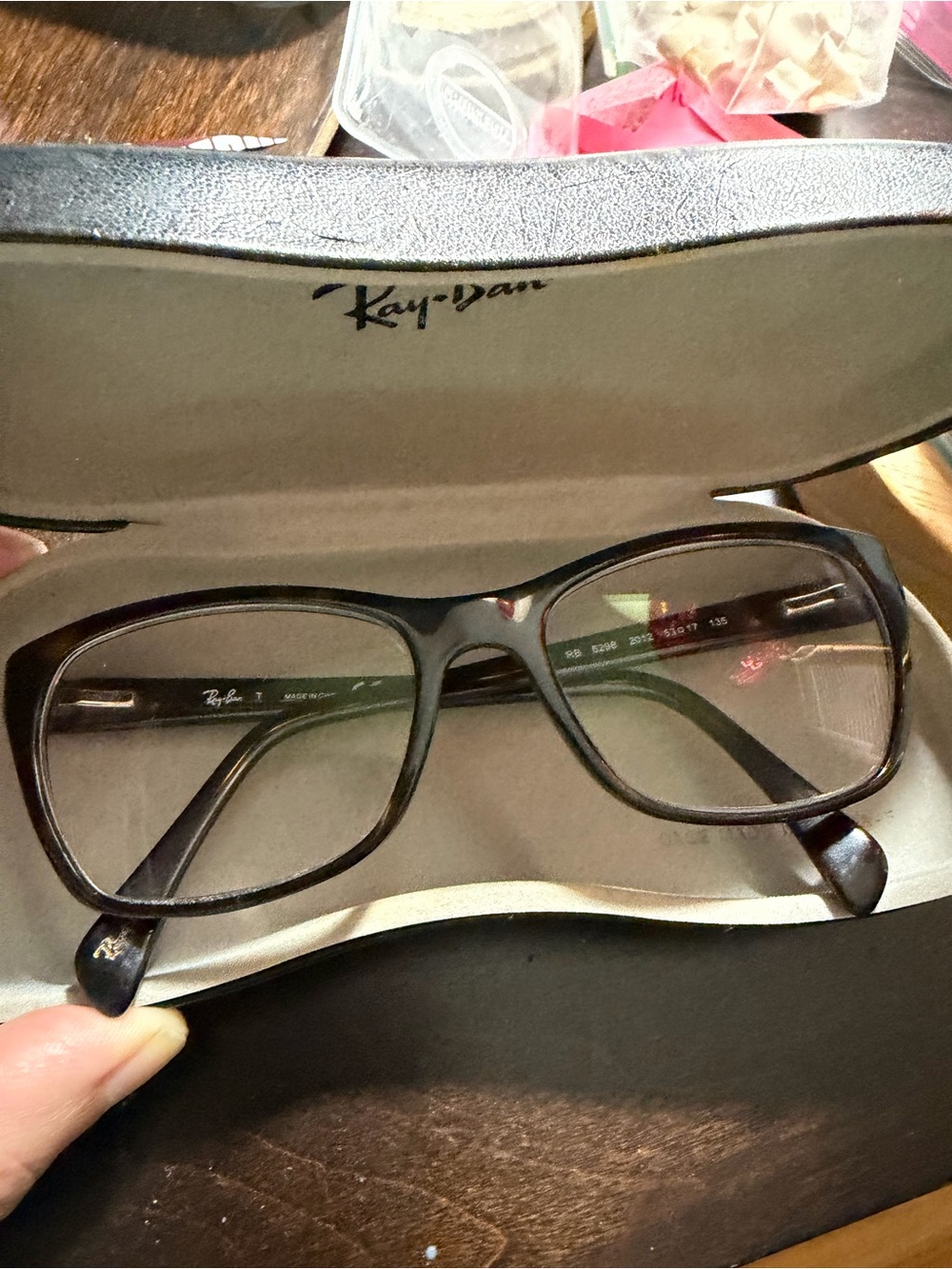 Ray-Ban Women's Dark Brown Rectangle Optical Glasses
